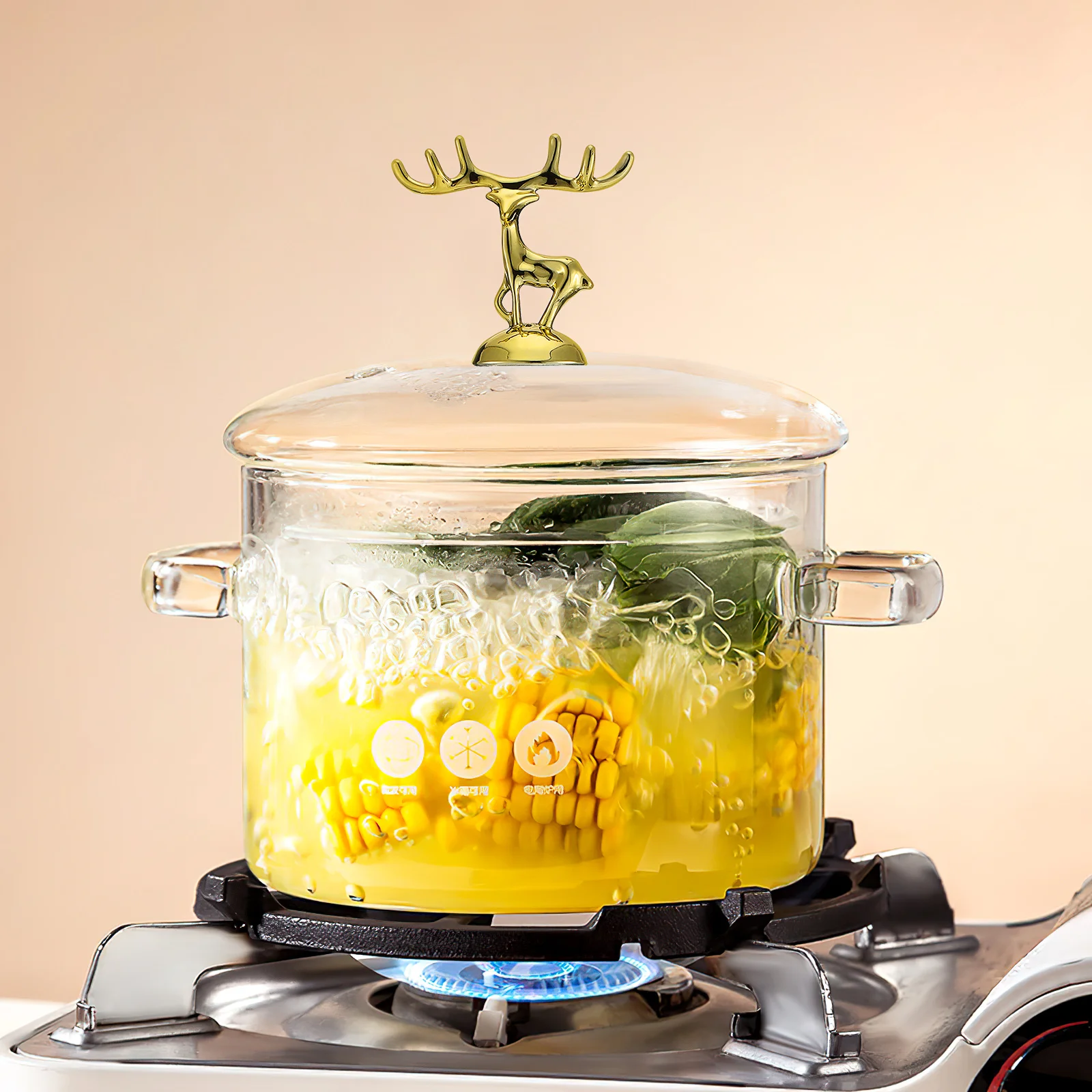 

Simmer Pot for Stove Instant with Glass Lid Cooking Pots Casserole Korean