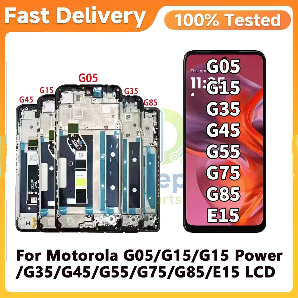 For Moto E15 Display IPS LCD for Motorola Moto G05 G15 G35 G45 G55 G75 G85 LCD Display Touch Screen Digiziter Assembly