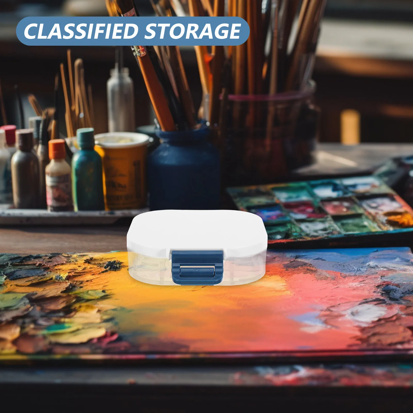 Portable Watercolor Palette Pan 16 Compartment Travel Mixing Paint Tray Clear Plastic Box Silicone Lid Fresh Moisture Retention