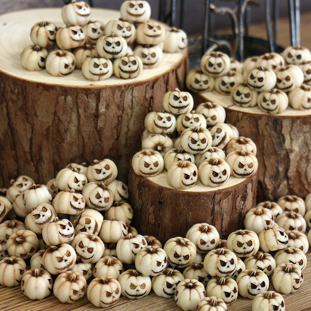 

20pcs/white pumpkin succulent potted plant decoration model - Halloween scene party decoration props - gardening decoration