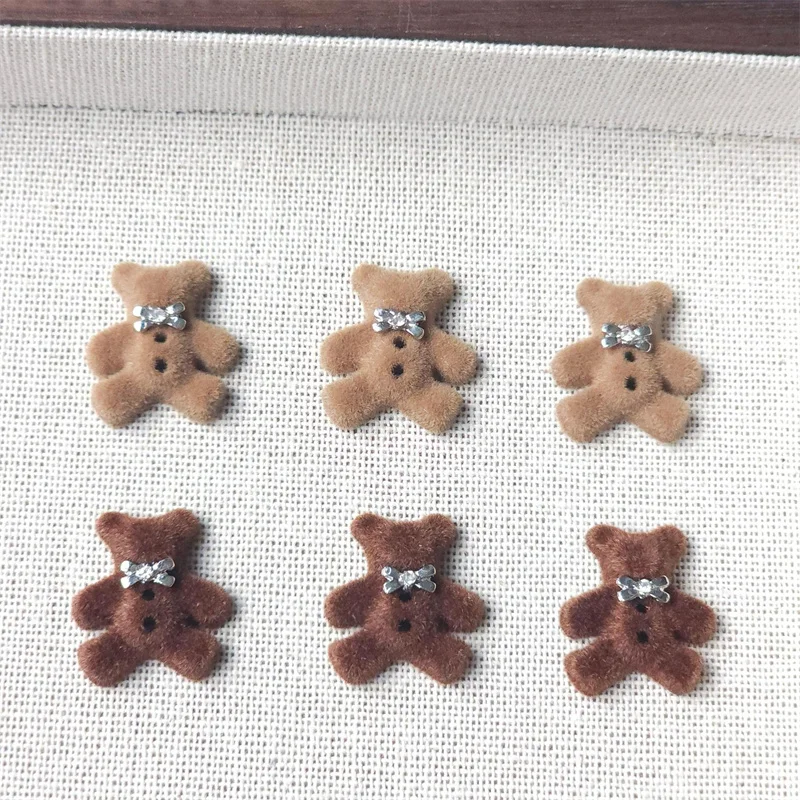 Winter style 50pcs/lot color Flocking effect animals cartoon bears shape resin cabochon diy jewelry garment hair accessory