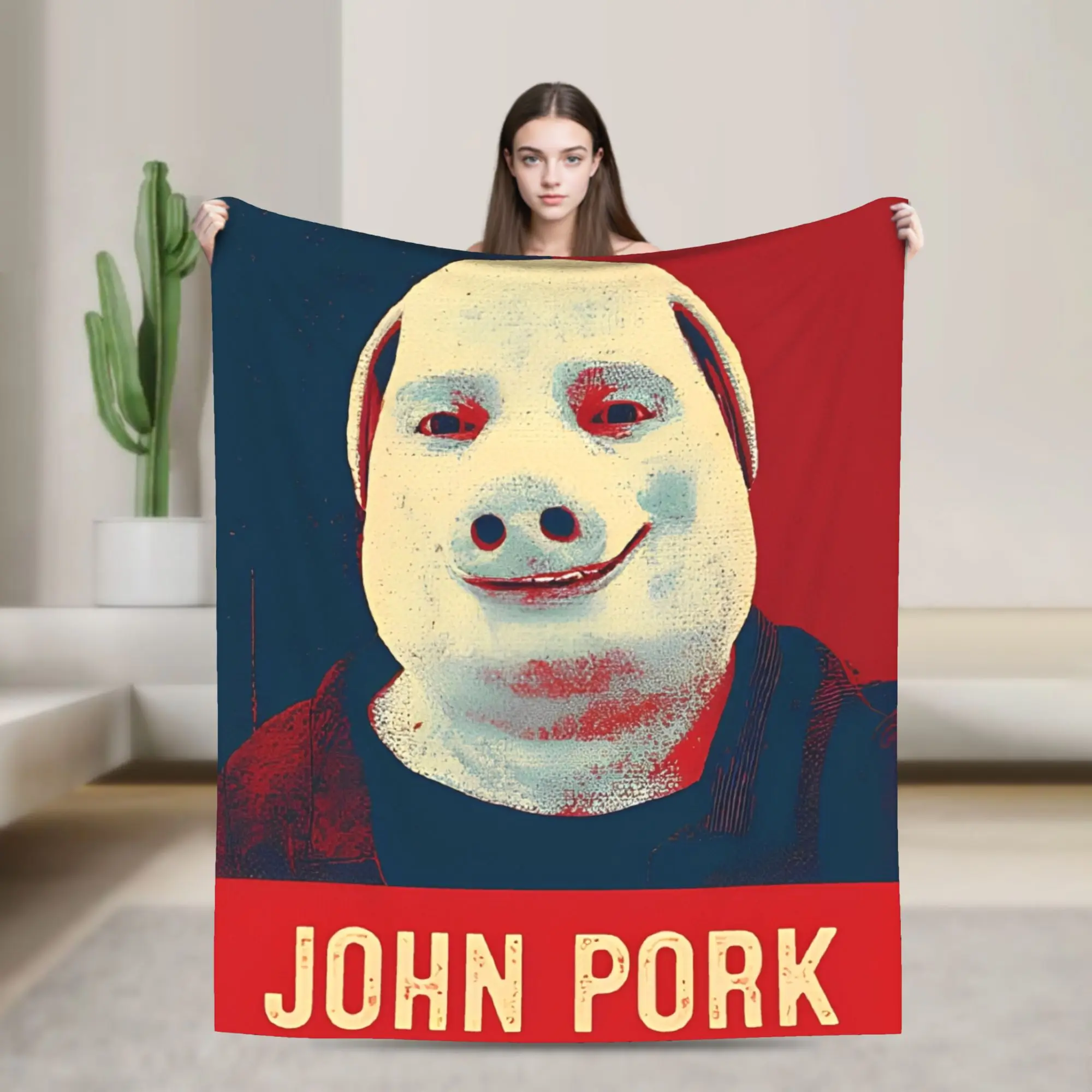 John Pork Is Calling Answer Call Phone Pig Flannel Blanket  for Couch Bed Airplane Travel Fashion Bedspread Sofa Bed Cover