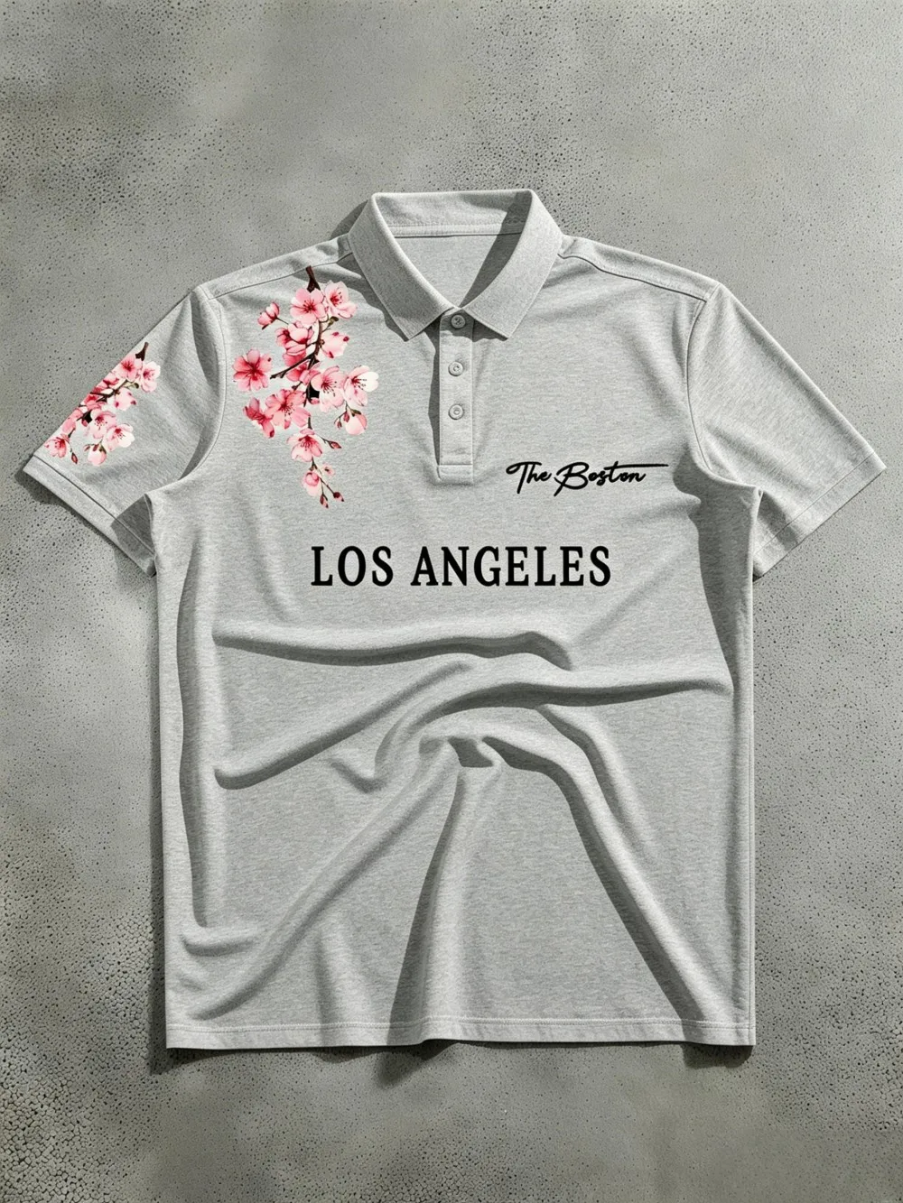 American men's summer golf Los Angeles letter print micro elastic breathable polo short sleeved T-shirt outdoor casual top