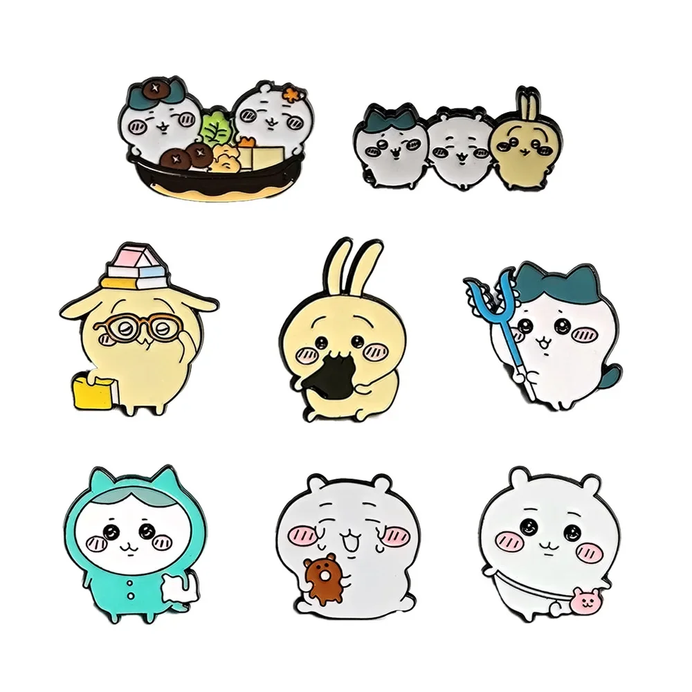 8pcs Kawaii Chiikawa Badge Cute Little Lucky Badge Creative Metal Badge Clothing Hat Bag Collection Y2k Accessories gifts