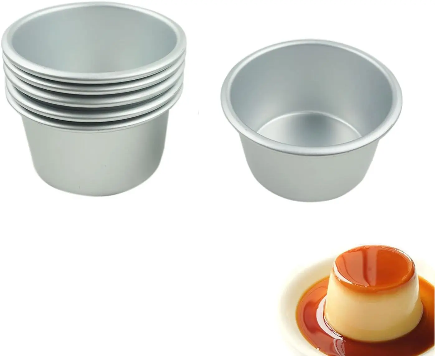 6-Pack Aluminum Popover Pan – Large Individual Muffin Molds for Soufflé, Molten Cake, Pudding, Egg Tart &Brownie
