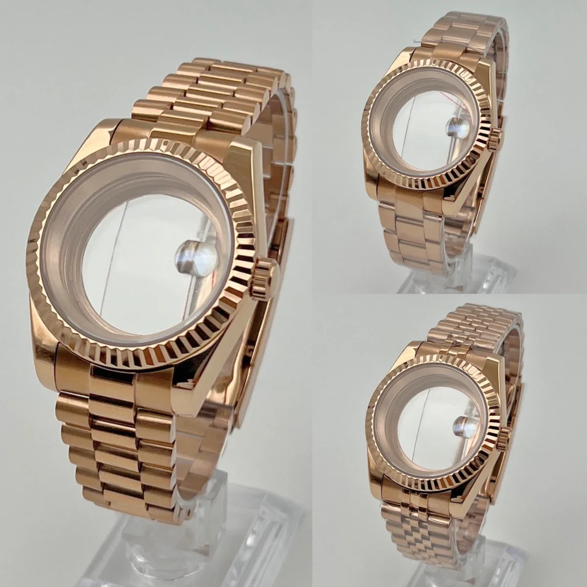 36mm/39mm rose gold case NH35 case stainless steel strap bracelet sapphire glass for Datejust NH34 NH35 NH36 automatic movement