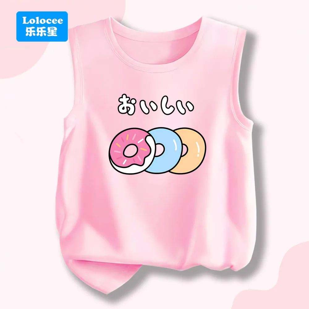 Crew-Neck Singlet for Girls Candy Color Baby Graphic Tank To