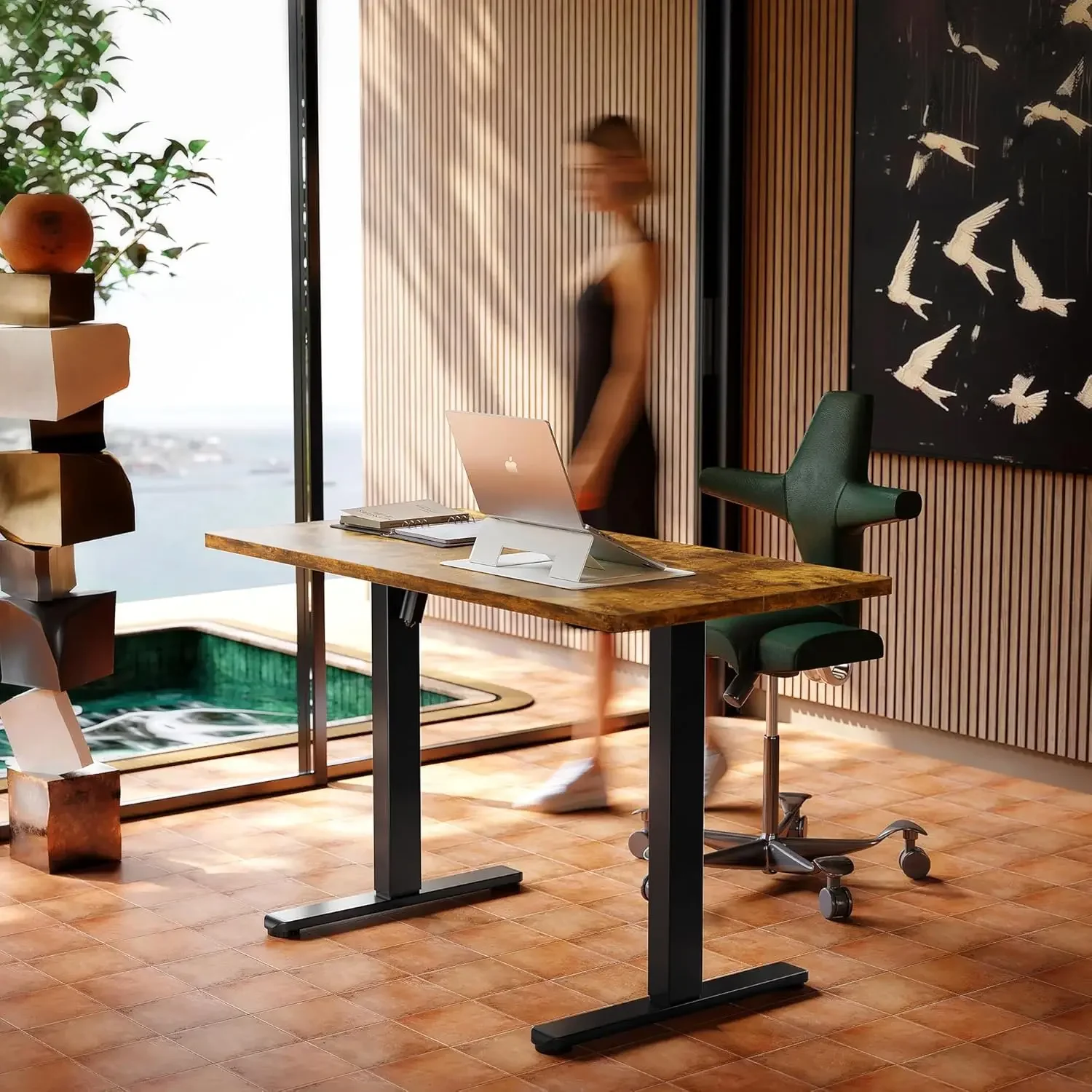 

Electric Standing Desk, 55 x 24 Inch Height Adjustable Computer Desk with Storage Bag, 4 Height Memory Settings, Sit Stand Up De