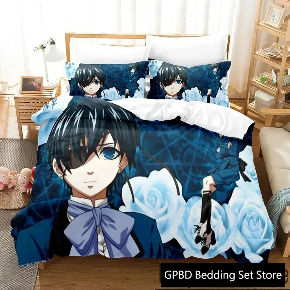 

3D Print Anime Black Butler Bedding Set Boys Girls Twin Queen King Size Duvet Cover Pillowcase Bed boys Adult Home Textileextile