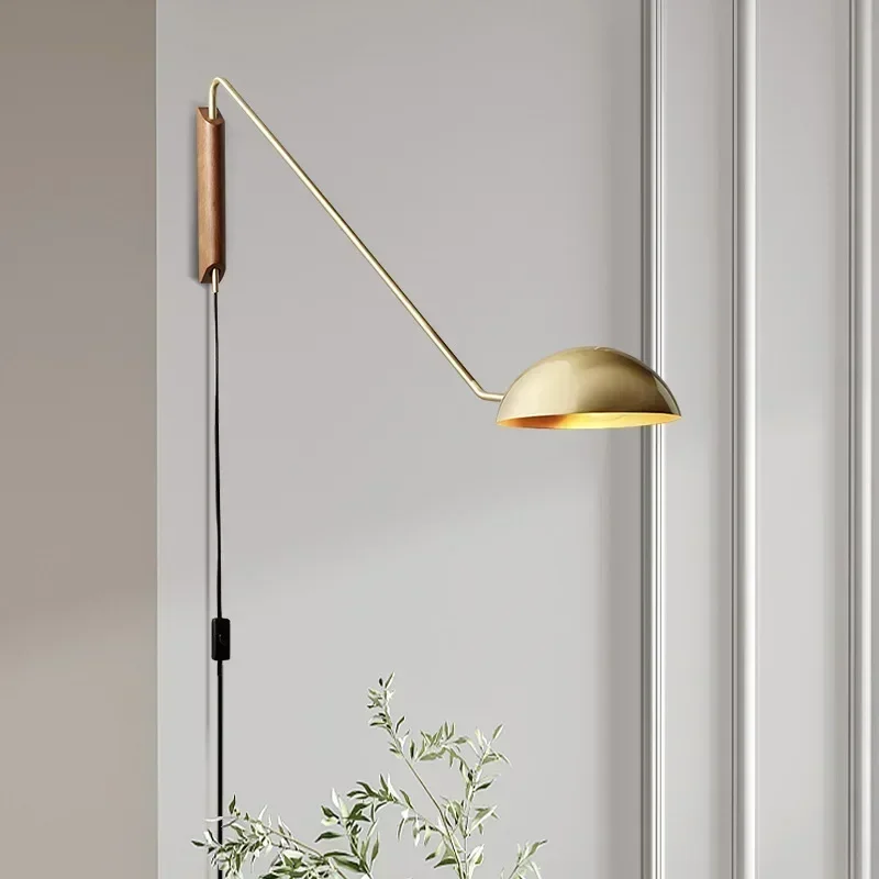 2025 Minimalist Golden Wall Lamp American Style Long Arm Wall Light For Living Bedroom Bedside Sconce Adjustable Study Reading L