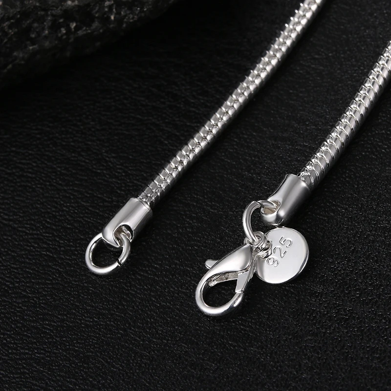 Collier en argent Sterling 925 avec pendentif, 40-75cm, 1MM/2MM/3MM, chaîne serpent solide, pour hommes et femmes, bijoux à la mode, livraison gratuite