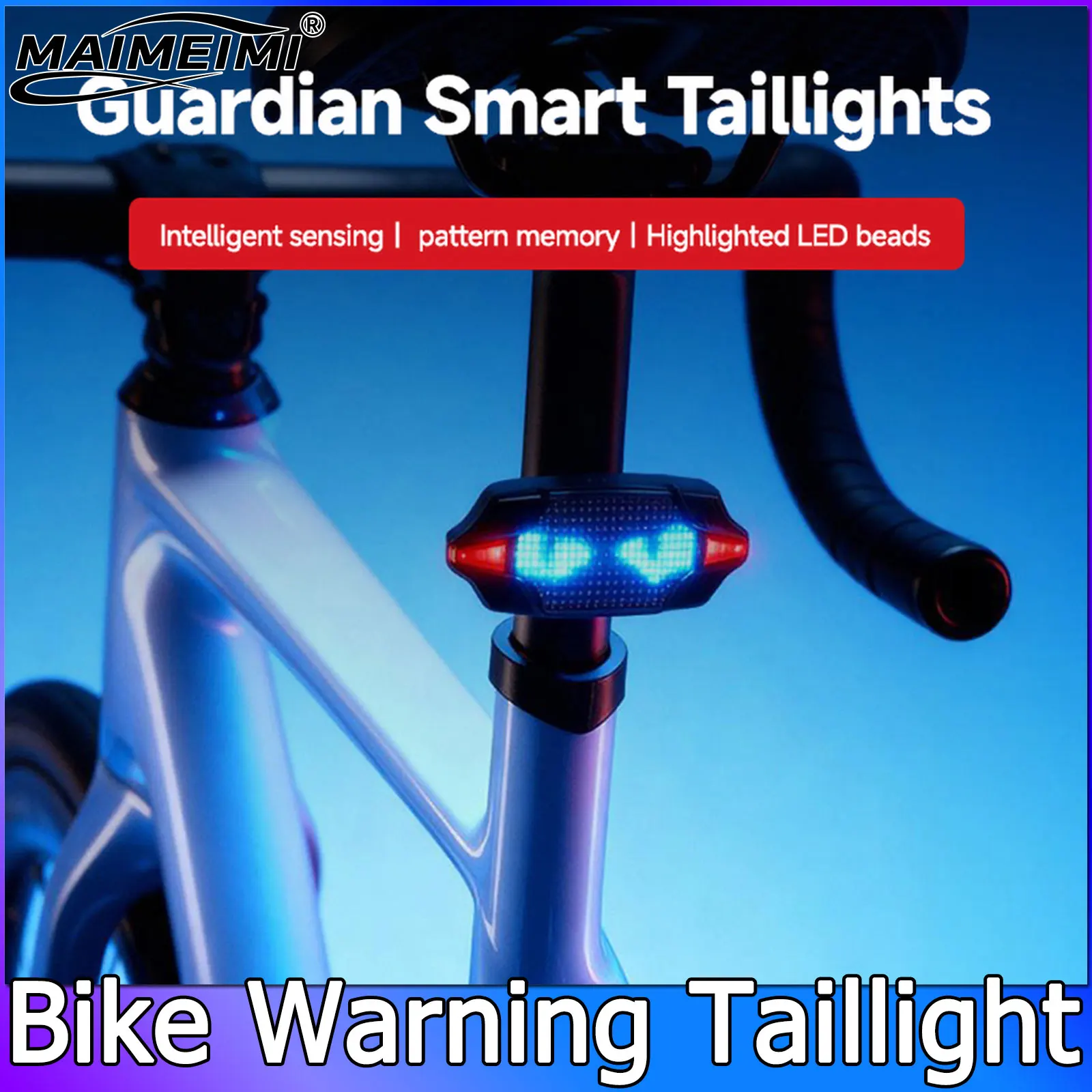Bicycle Safety LED Warning Tail Light Motorcycle LED Screen DIY Display Night Riding Warning Light Bike MTB Road Taillight Parts