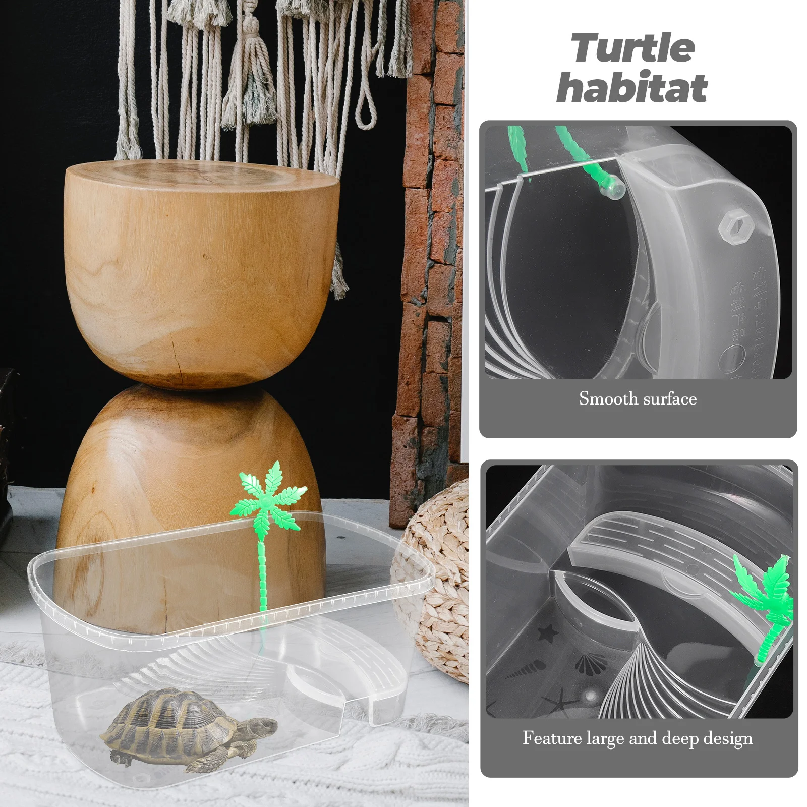 

Basking Platform Turtle Smooth Design Reptile Habitat Household Tortoise Tank Plastic Turtle Container Indoor Tortoise Tank For