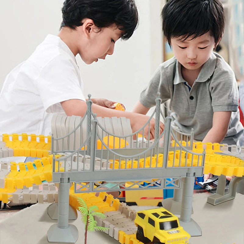 333pcs DIY Race Flexible Railway Racing Play Game Set Track Rail Car Toys Children Bend Electronic Educational for Magic Brain