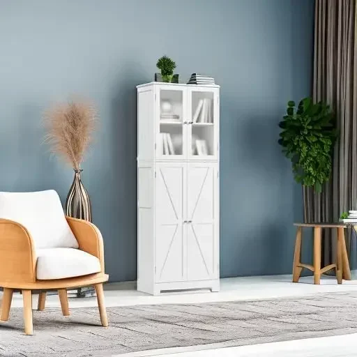 [XMSJ-مخزون محدود، اشتر الآن! ]خزانة تخزين، خزانة تخزين الحمام، خزانة مخزن المطبخ بطول 67 بوصة مع أرفف للحمام