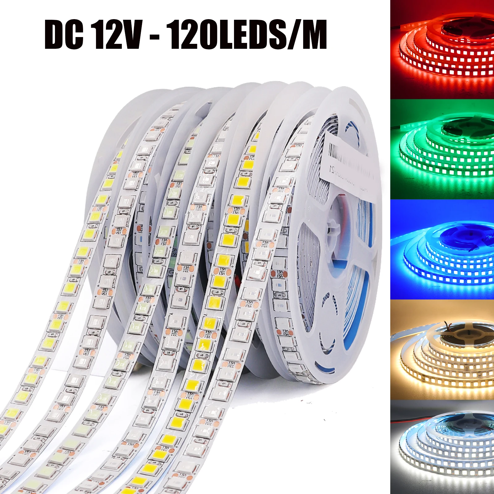 DC 12V 120Leds/M LED Strip SMD 5054 IP21 IP65 Waterproof Red/Green/Blue/White Home Decor Flexible Ribbon Rope LED Light