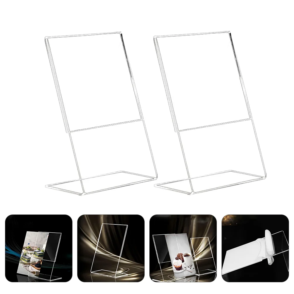 Desktop Stand Acrylic Slanted Sign Holder Display Shelves Menu Storage Rack Signage Flyer