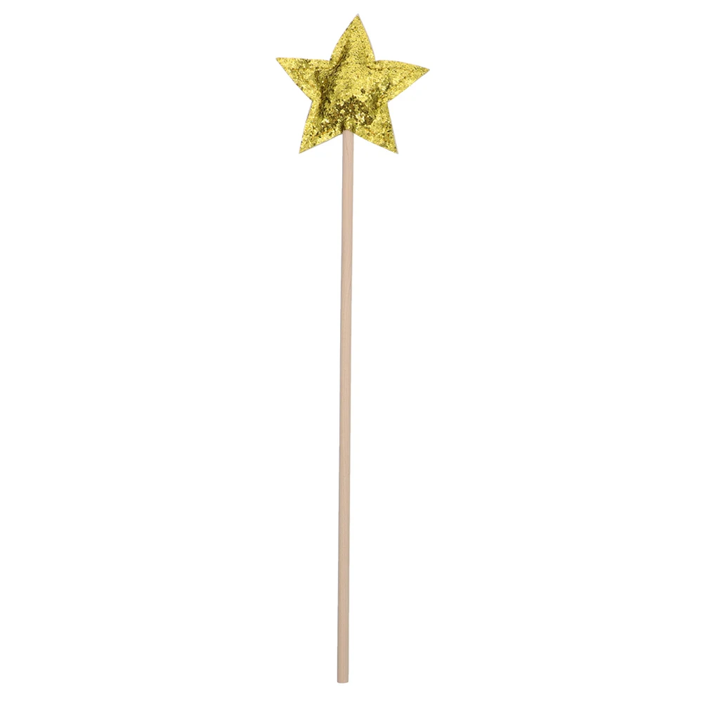 

Adorable Star Fairy Wand Wood Cloth Lightweight Exquisite Craftsmanship Smooth Grip Cosplay Party Prop Stage Performance Gift