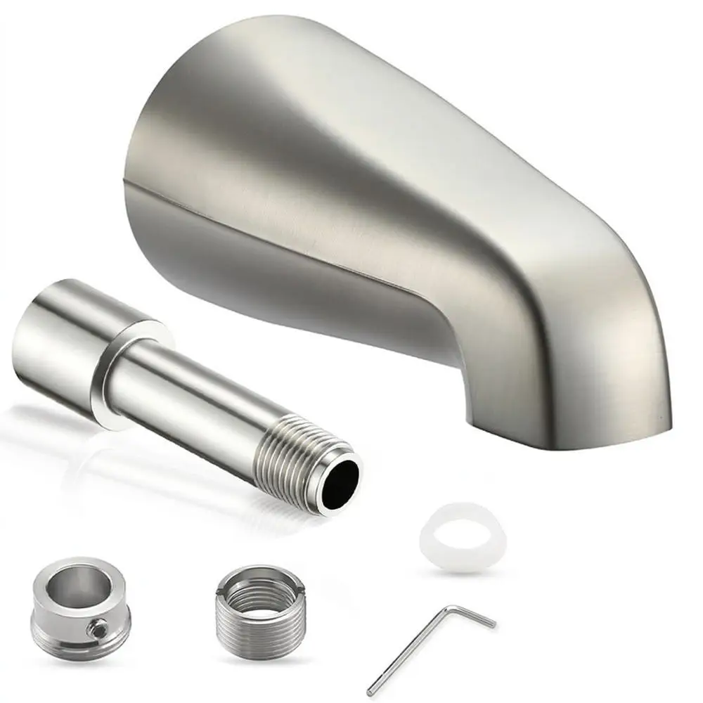 Durable Metal Bath Faucet Tub Filler Without Diverter Brushed Finish For Standard Bathtub Water Outlet Accessory Kit