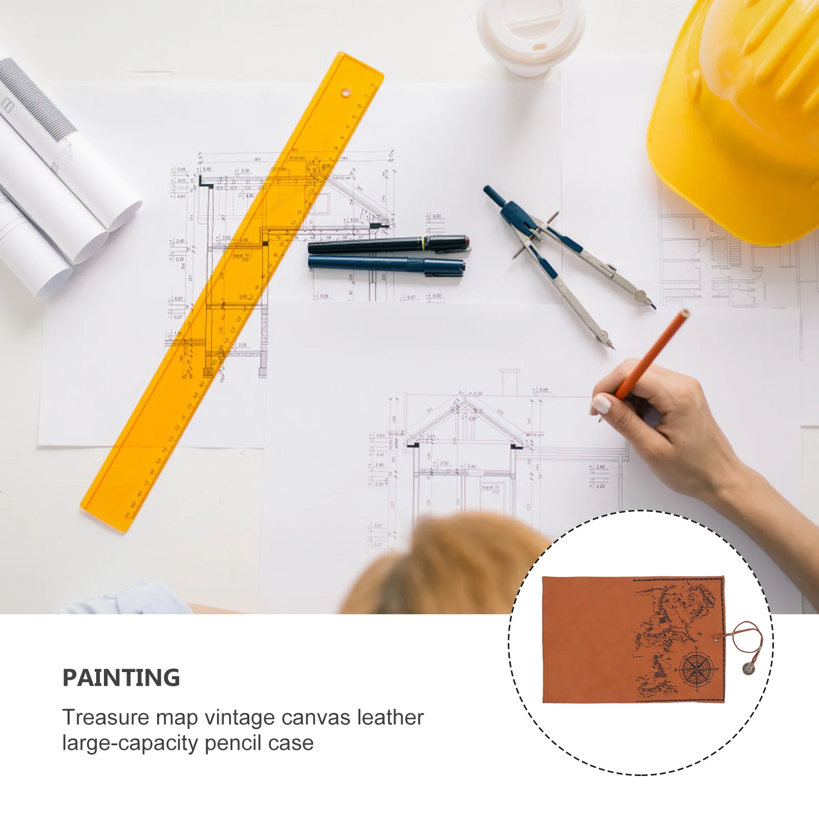 

Retro Canvas Pen Bag Matte Coffee Large Capacity Foldable Pencil Case Stationery Storage School Office