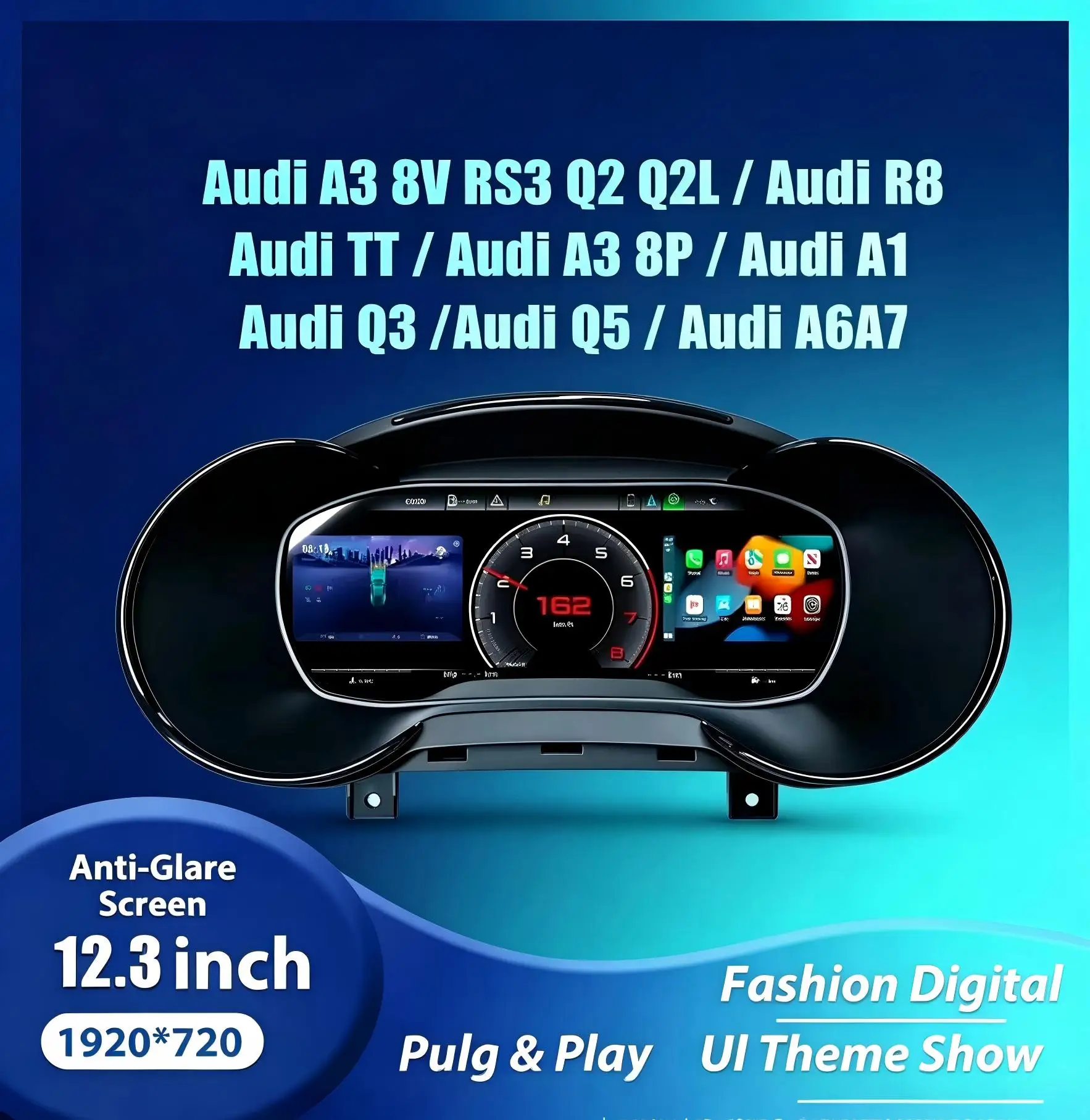Car LCD Digital Cluster Dashboard For Audi TT A3 8V S3 Q2 Q2L A3 8P A1 S1 Q3 Q5 A6 A7 R8 Panel Virtual Cockpit Speedometer