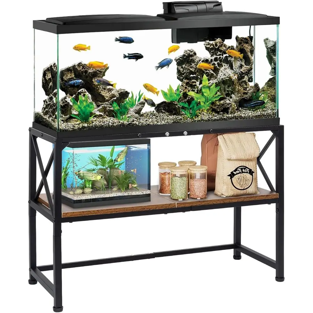 

Aquarium Stand, 30 Gallon ish Tank Stand with Storage, 2 Tier Metal e Cabinet Suitable or ish Tank, Turtle Tank, Rustic Brown (3