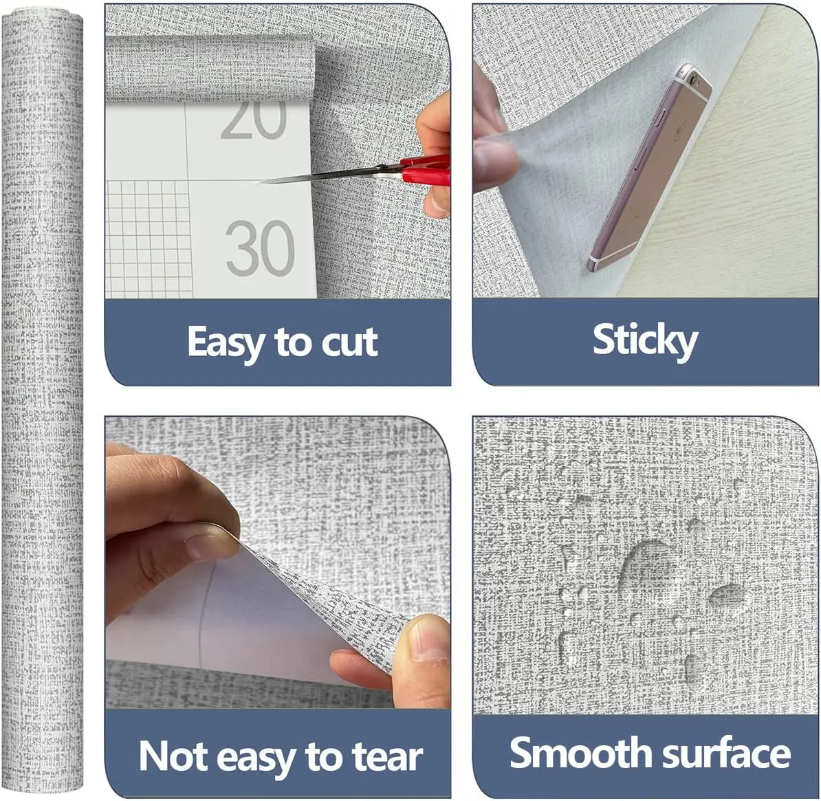 Peel and Stick Waterproof Wallpaper For Home Decor Beige Linen Contact Paper for Walls Self Adhesive Thick Wallpaper for Bedroom