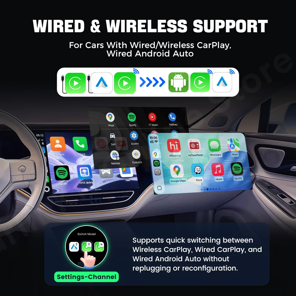 CarlinKit Ultra3 2 1 Tv Box Android 15 SM6350 Wireless Carplay