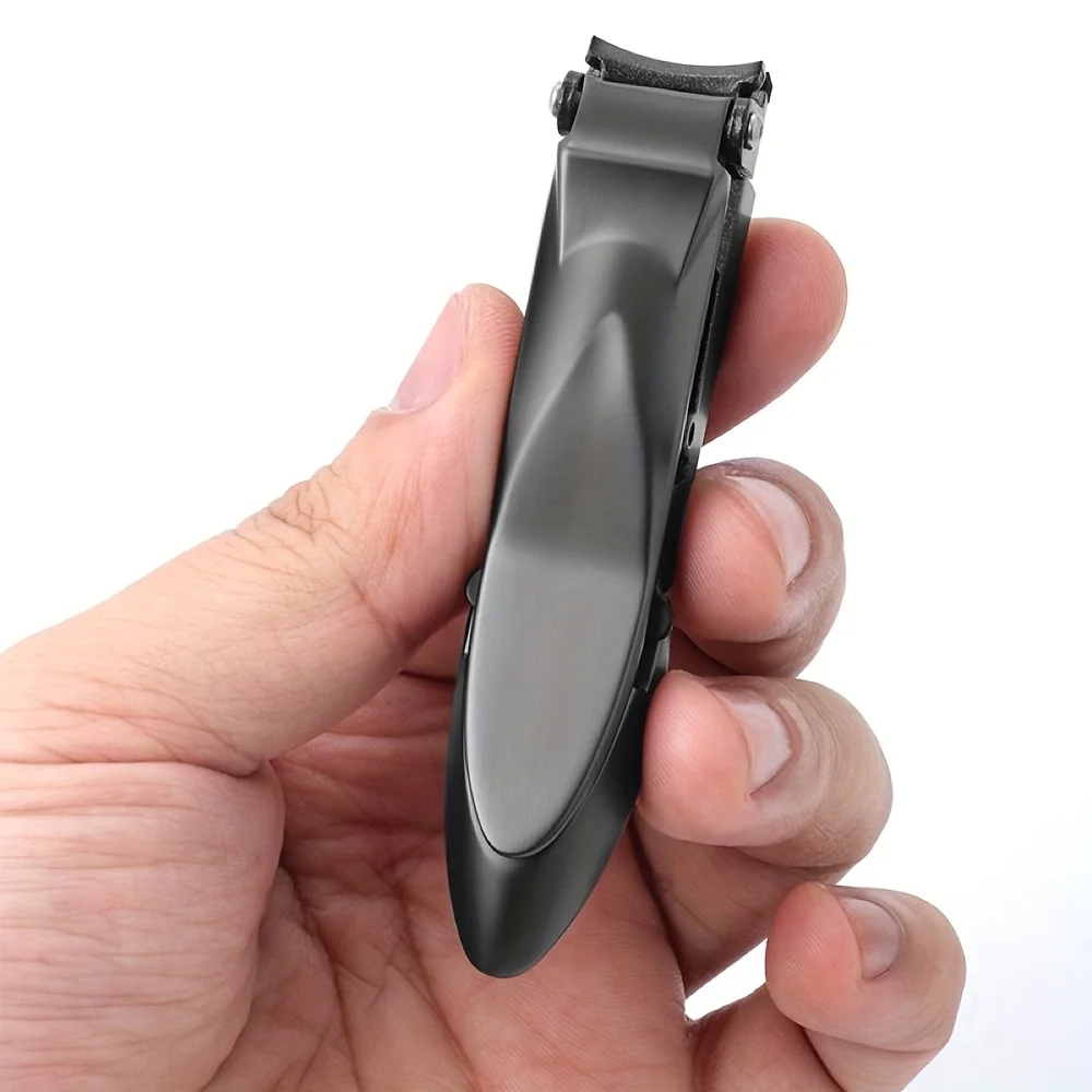 

Professional nail clippers with storage compartment stainless steel black iron box packaging easy to store and clean
