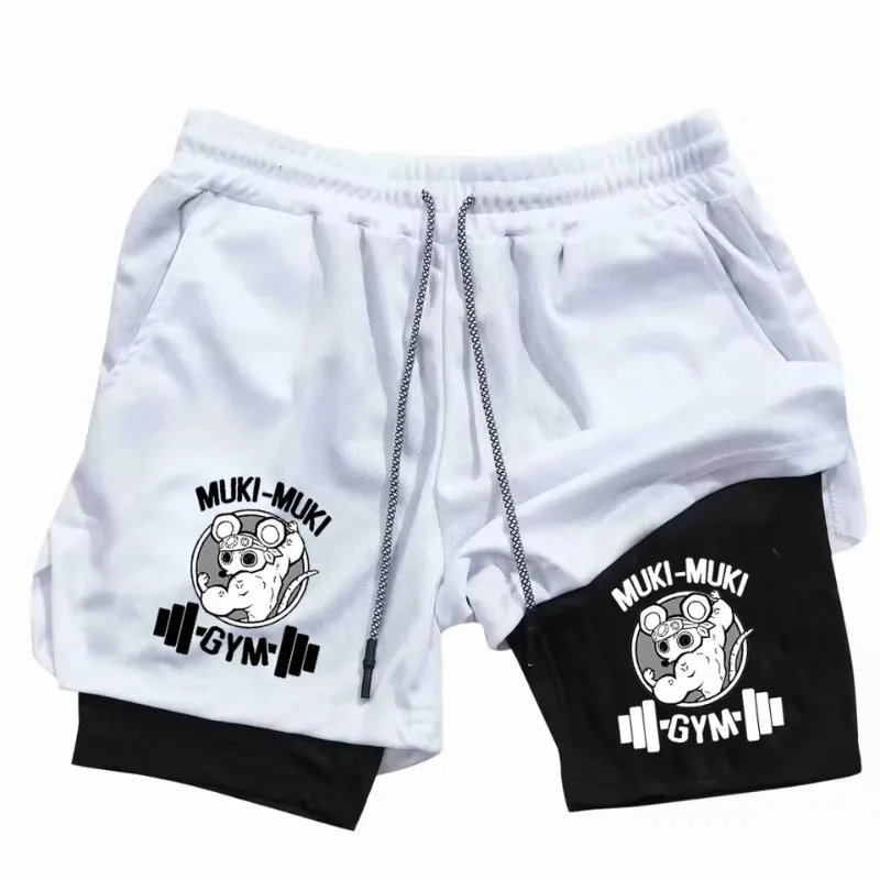 شورت رياضي رجالي مطبوع عليه Devil Killer Muki بطبقة مزدوجة يسمح بالتهوية وسريع الجفاف وتدريبات اللياقة البدنية والركض #3