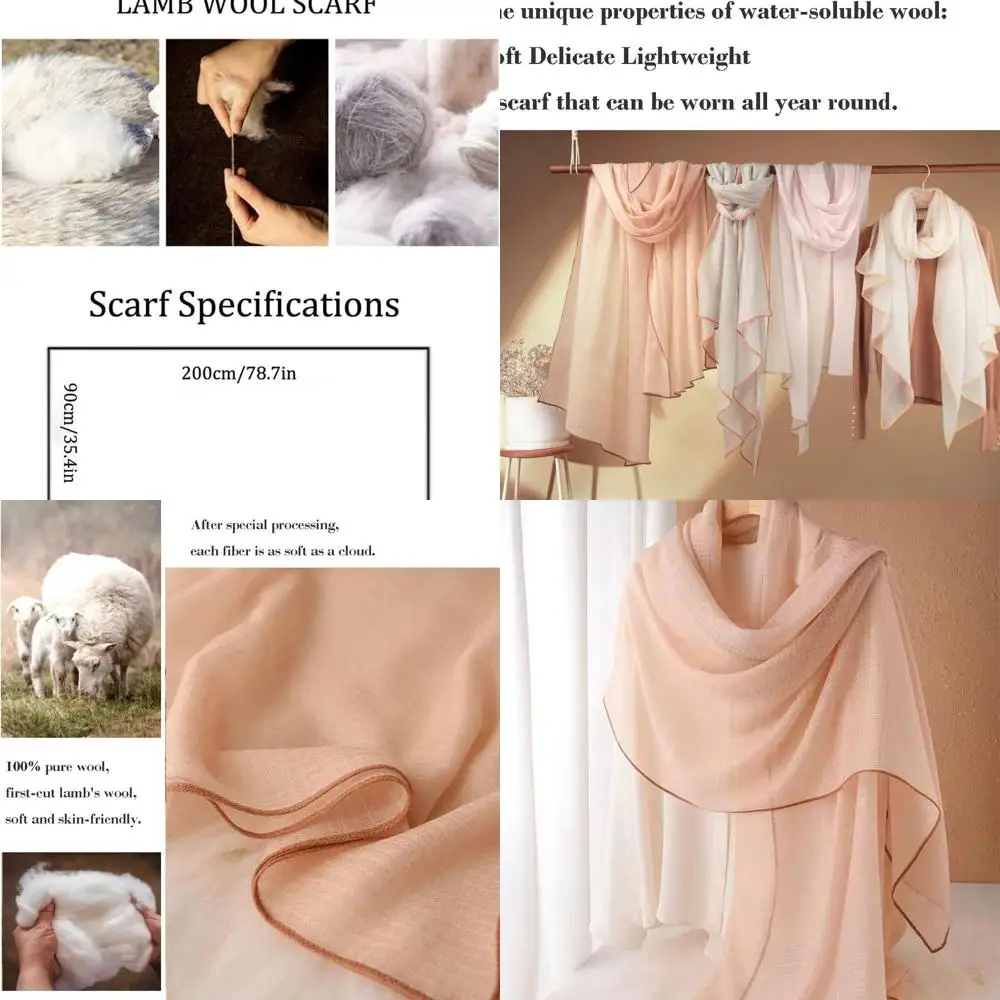 شال أنيق من مزيج الكشمير والحرير - لفافة الباشمينا من الصوف خفيفة الوزن، وشاح صديق للبشرة