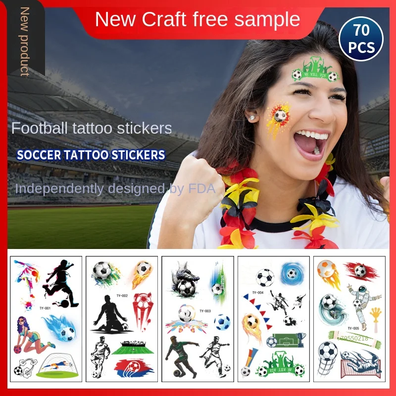 Football Tattoo Stickers Waterproof Sweatproof Qatar Carnival Sports Event Carnival Party Children Cartoon Face Stickers