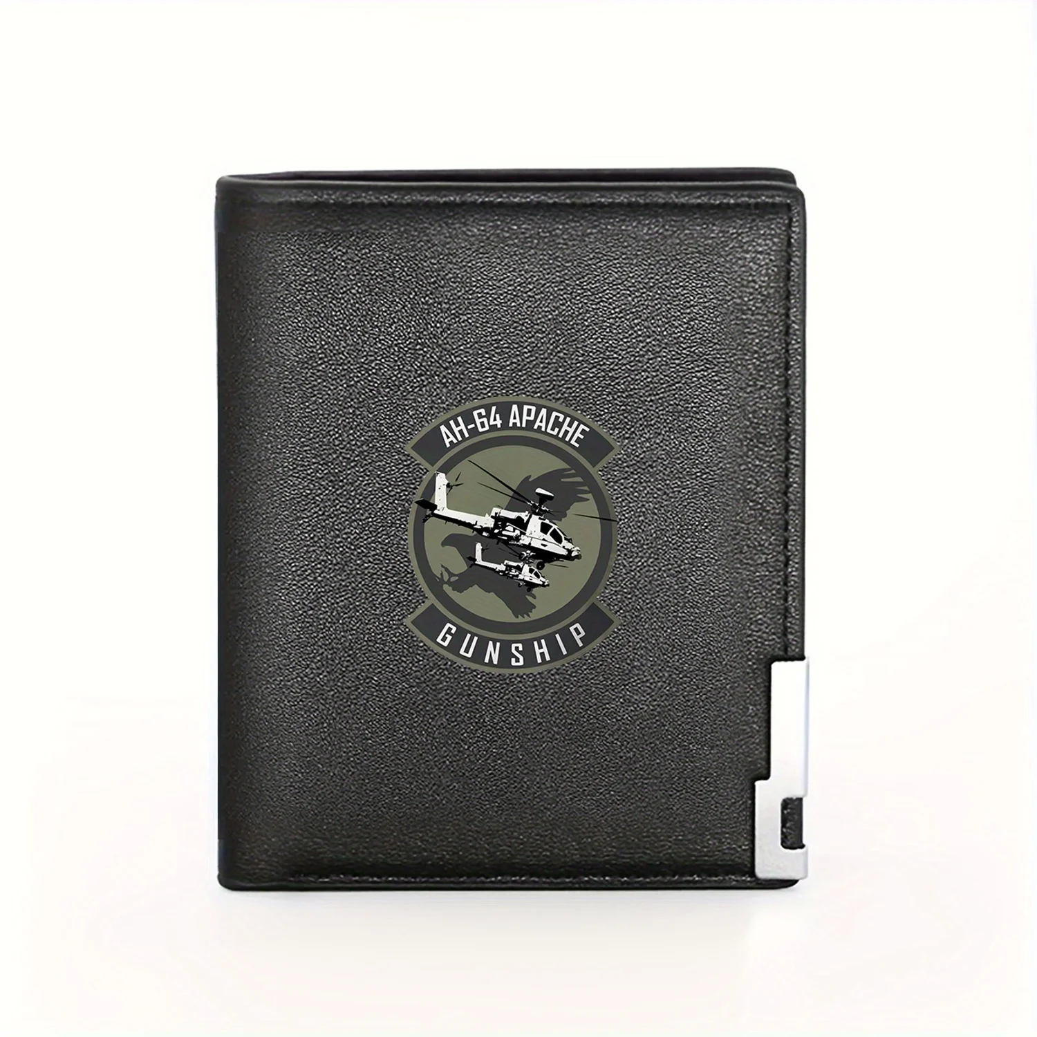 AH-64 Apache Gunship Attack Helicóptero Militar Aviação Patch Homens de Negócios Casual Elegante Simples Prático Qualidade Carteira Styl