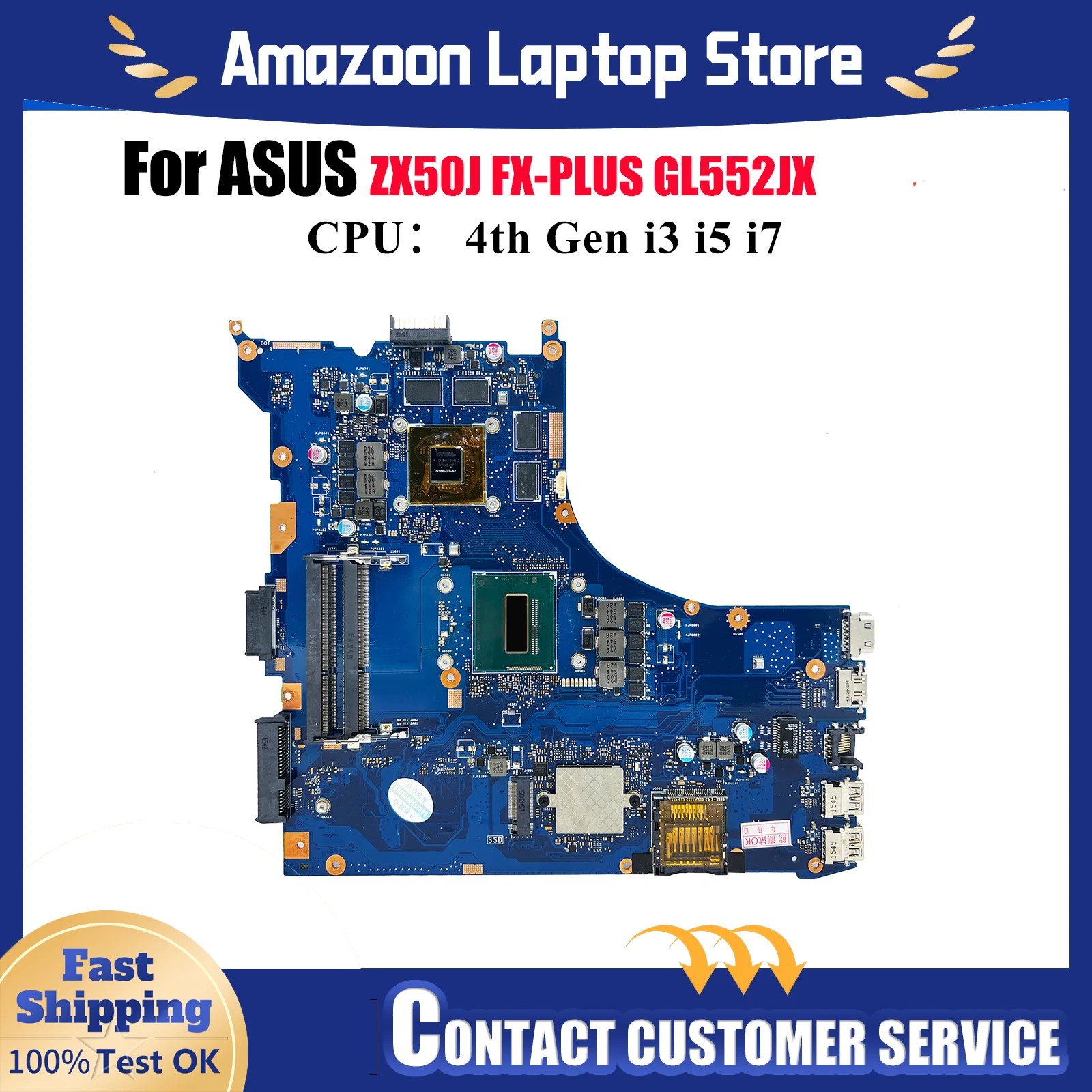 

Материнская плата для ноутбука GL552JX ASUS ROG FX-PLUS ZX50J GL552J GL552JX, материнская плата для ноутбука с процессором i3 i5 i7, тест ОК, быстрая доставка