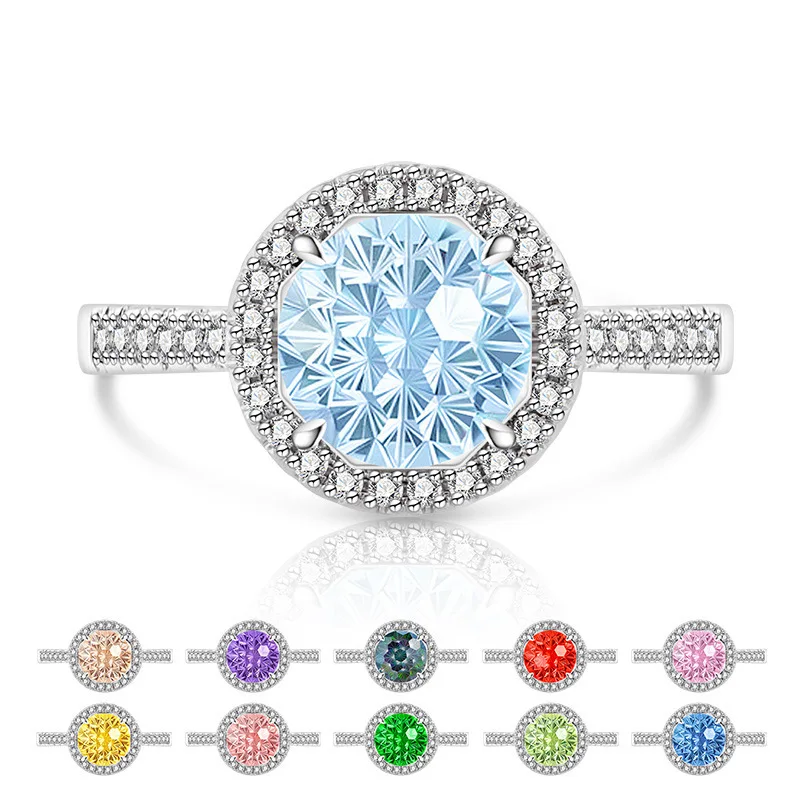 Light Luxury 925 Sterling Silver Shining Millennium Cut Dahlia Cut Princess Round Bag Ring Anniversary Gift