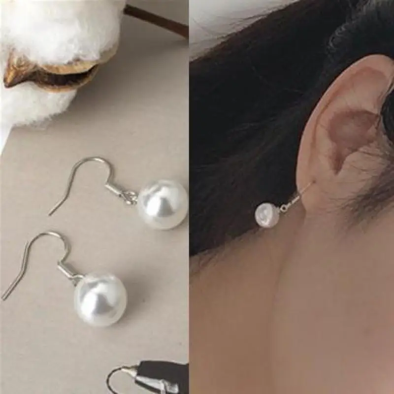 Korean Fashion Pearl Drop Earrings For Women Jewelry 2024 Trending New Luxury Women's Silver Plated Pearl Earrings Pendientes