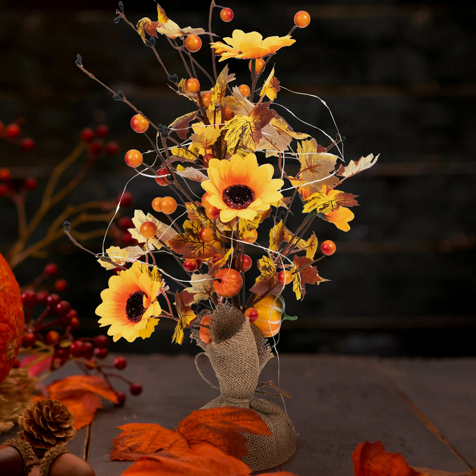 

Lighted Maple Tree Thanksgiving Decoration Led Mini Tree Lamp For Indoor Holiday Farmhouse Festive Operated Ornament