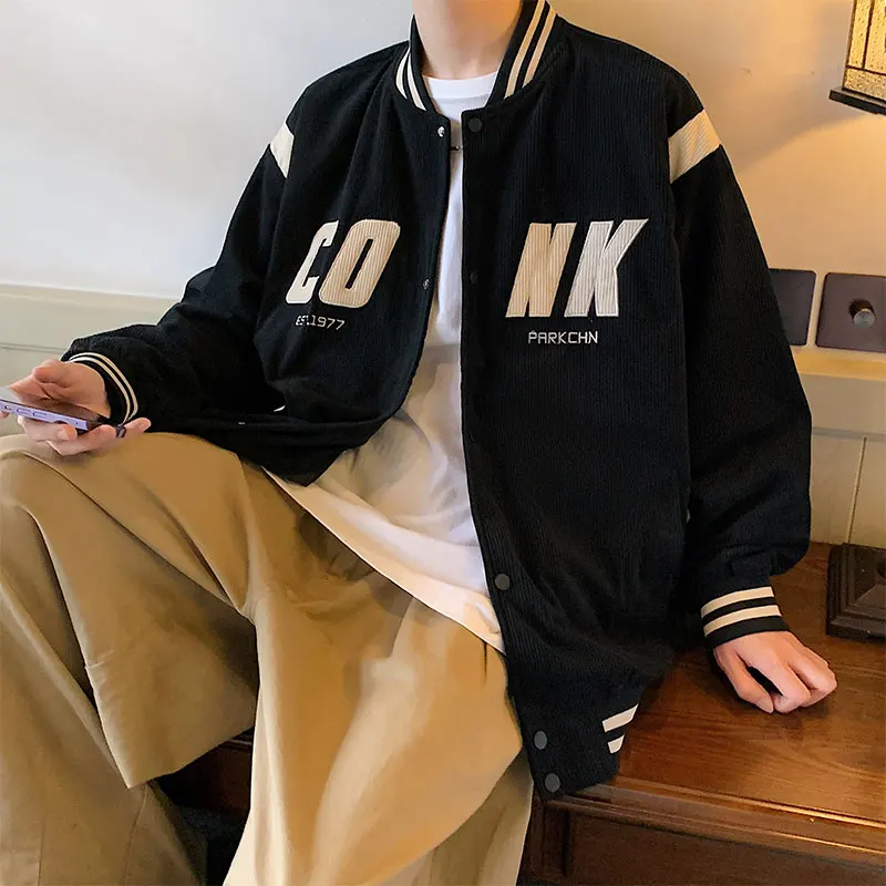 

Men's Baseball Jaet Spring Autumn Faionable American Retro Corduroy Outerwear Youth Pilot Jaet Top Loose Fit Zipper Dec...
