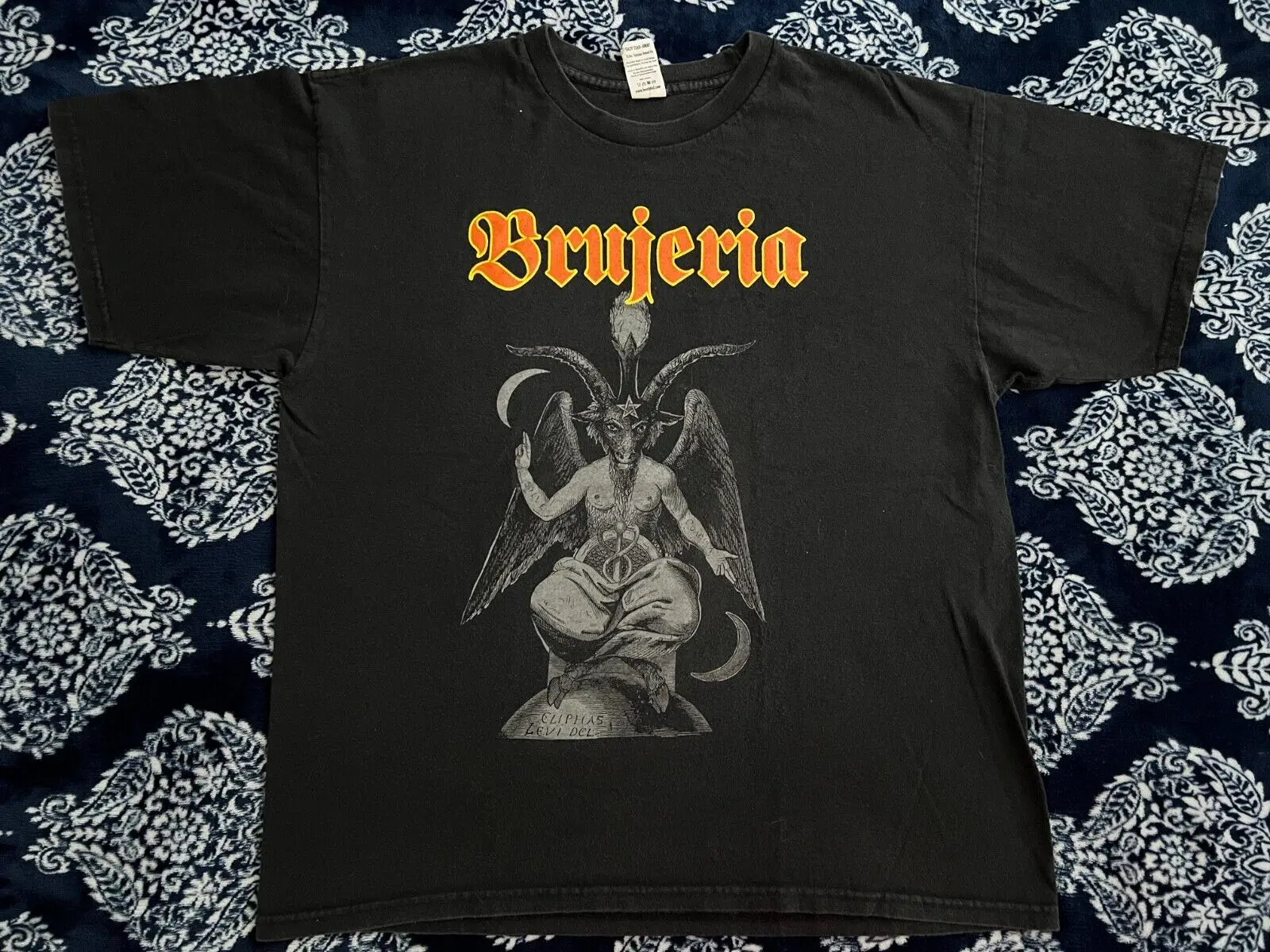 BRUJERIA Baphomet Metal Band Logo T shirt Size XL BLACK USA Made long or short sleeves