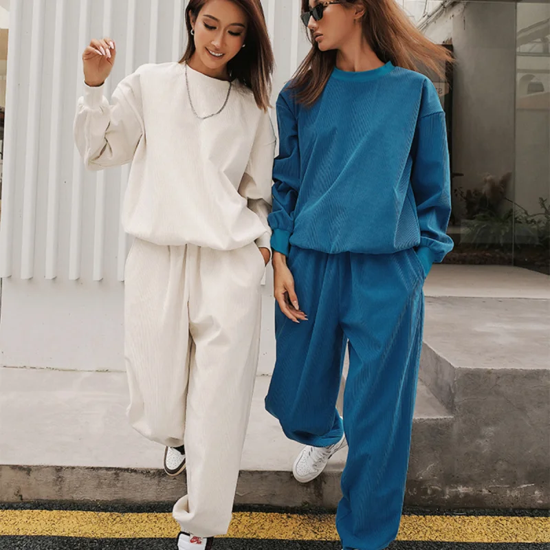 

2025Spring and Autumn Women's Clothing New Sports Casual round Neck Pullover Sweater Trousers Suit