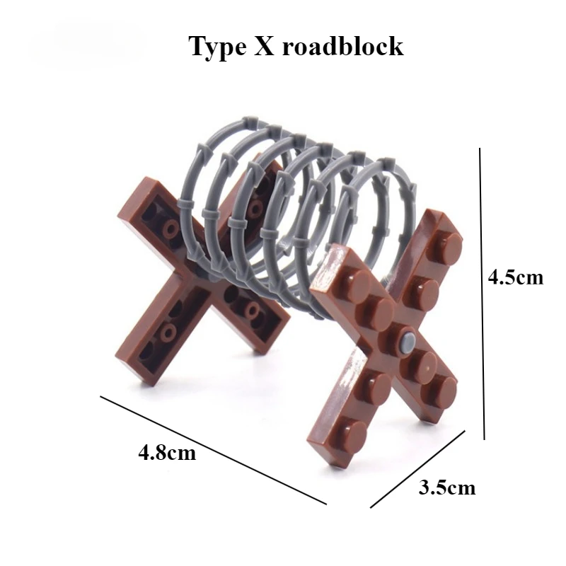 ชุดของเล่นตัวต่อธีมทหาร รถหุ้มเกราะ มีดทหาร แผงกั้นถนน ถังน้ำมัน กระสอบทราย และอุปกรณ์เสริมสำหรับโมเดล