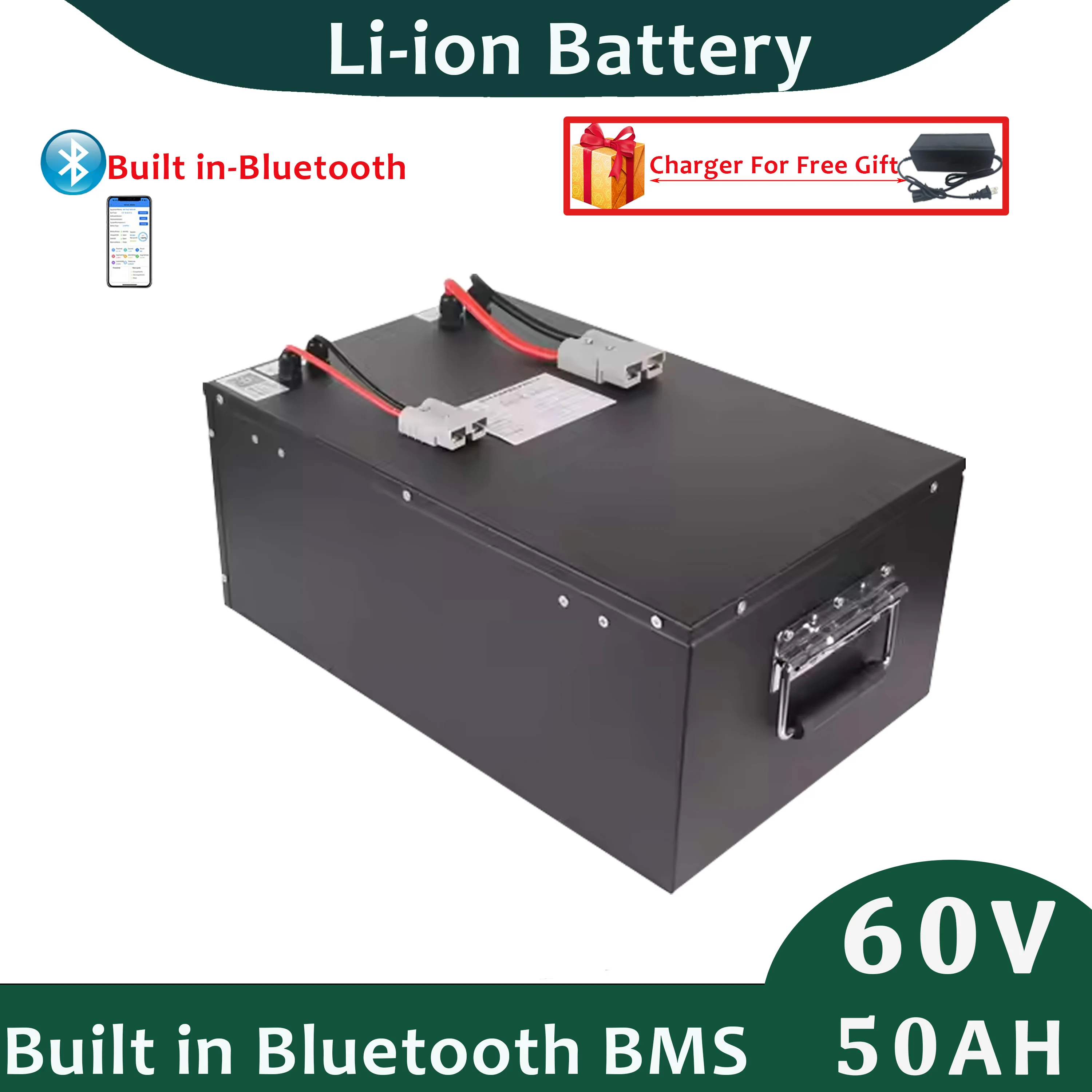 

Литий-ионный аккумулятор 60 В, 50 Ач, встроенный Smart BMS, идеально подходит для электрического вилочного погрузчика скутера с зарядным устройством 5 А