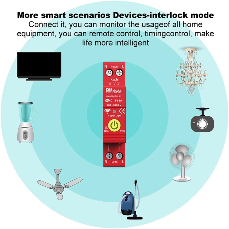 Tuya Wifi Intelligent Circuit Breaker Automatic Reclosing Switch Timer APP Control Compatible With Alexa Google-A69F