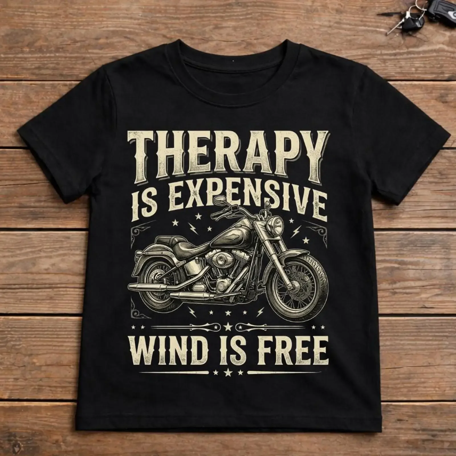 Therapy is Expensive Wind Free Funny Motorcycle Bike T Shirt Biker Lover Rider  vintage Washed Stylish Casual fashion