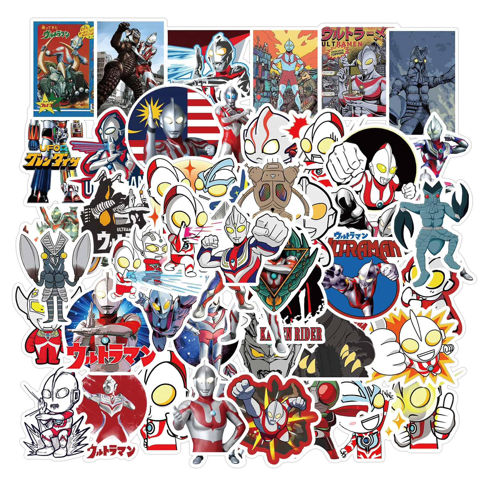 50 pçs bandai nova primeira geração ultraman dos desenhos animados graffiti adesivos diy bagagem skate geladeira notebook à prova dwaterproof água