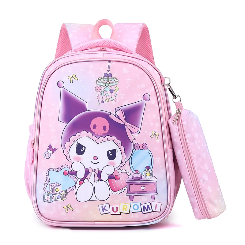 Kuromi-Sac à Dos observateur avec Plusieurs Compartiments pour Étudiante, Cartable de Grande Capacité, Trousse à Crayons