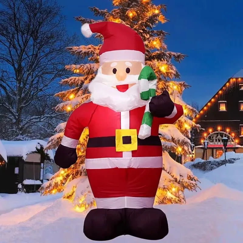 1.2M Luminous Christmas Inflatable Toys Crutch Santa Claus Indoor Xmas Toy Garden Party New Year Outdoor Festival Decoration