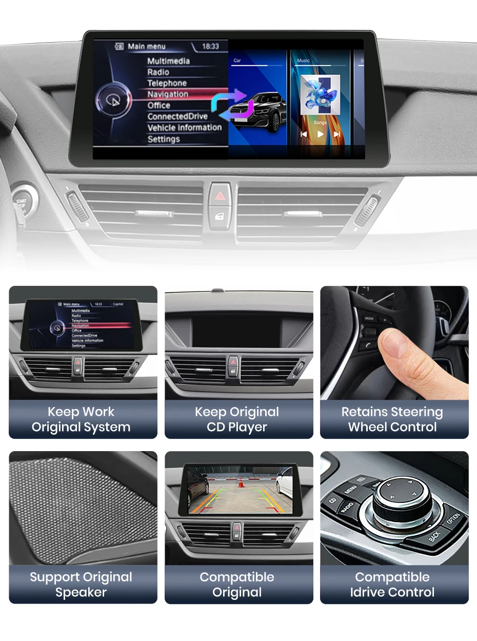 Junsun 12,3 zoll CarPlay Für Apple Auto Radio Multimedia Für BMW X1 E84 2009-2015 Bluetooth Drahtlose Android auto GPS Stereo – Detail 7