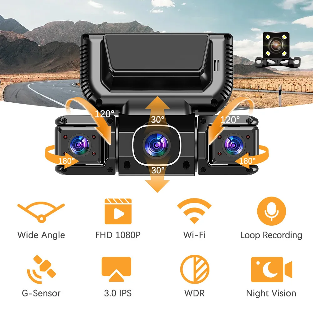 4Camera 360 Degrees Car DVR 1080P Video Recorder WiFi APP DashCam 4Channel Front Left Right Rear View Camera 24H Parking Monitor