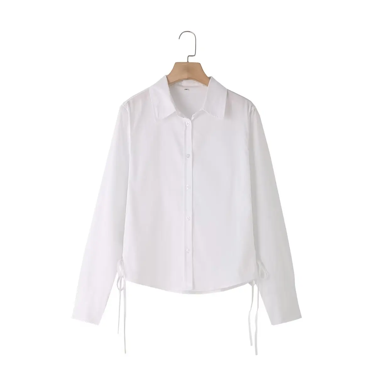 Women's 2024 New Fashion Casual Joker Side Cross Strap Design Blouses Retro Long Sleeve Button Blouses Chic Tops.